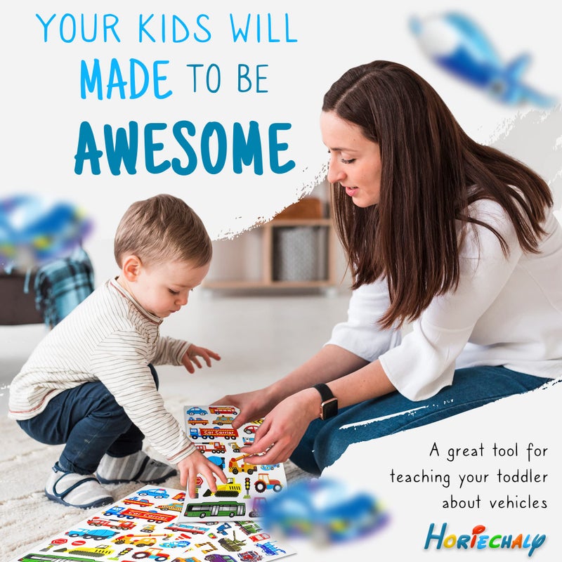 HORIECHALY Transportation Stickers for Kids, Teaching Aids for School and Home, Rewards and Gifts, Colorful and Safe, 280 PCS of Cute Decals with Cars, Airplane and Rockets More Vehicles - Image 2